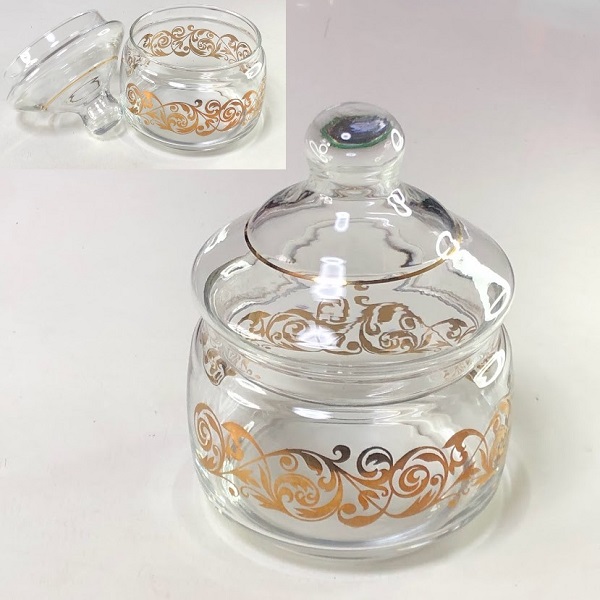 ガラスキャンディーポットR8009 : 昭和レトロガラス食器雑貨