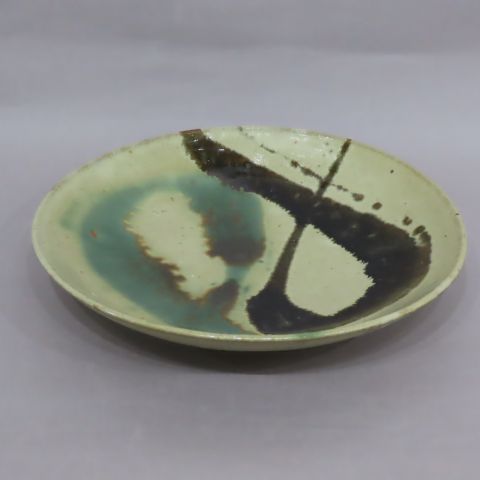 浜田庄司 釉描盛皿 HAMADA SHOJI Plate,color glaze poured decoration