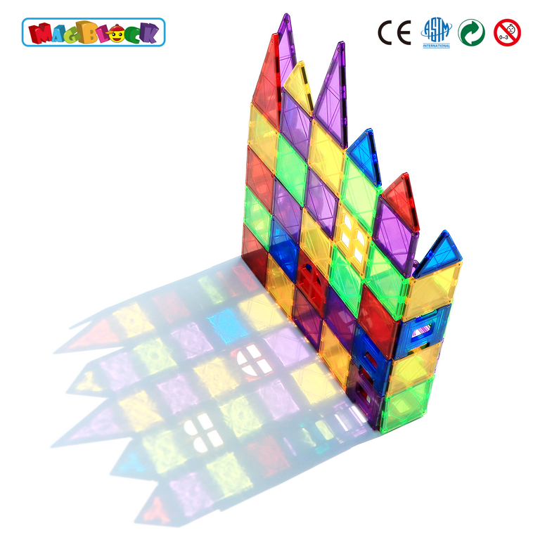 Magblock Magnetic Tiles Toy, 120 Pcs 3D Blocks Set with Cars, STEM