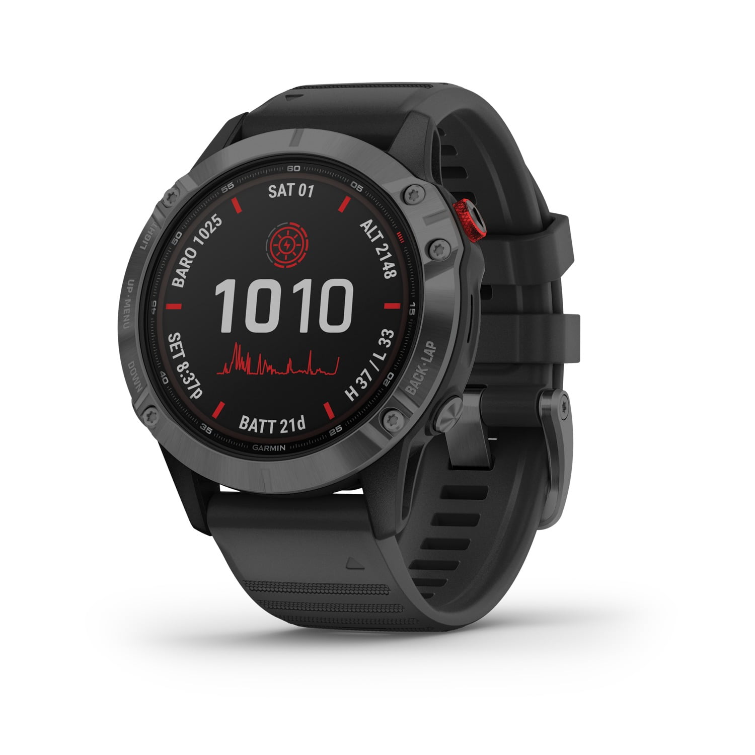 Garmin fēnix® 6S – Sapphire – Carbon Gray DLC with Black Band