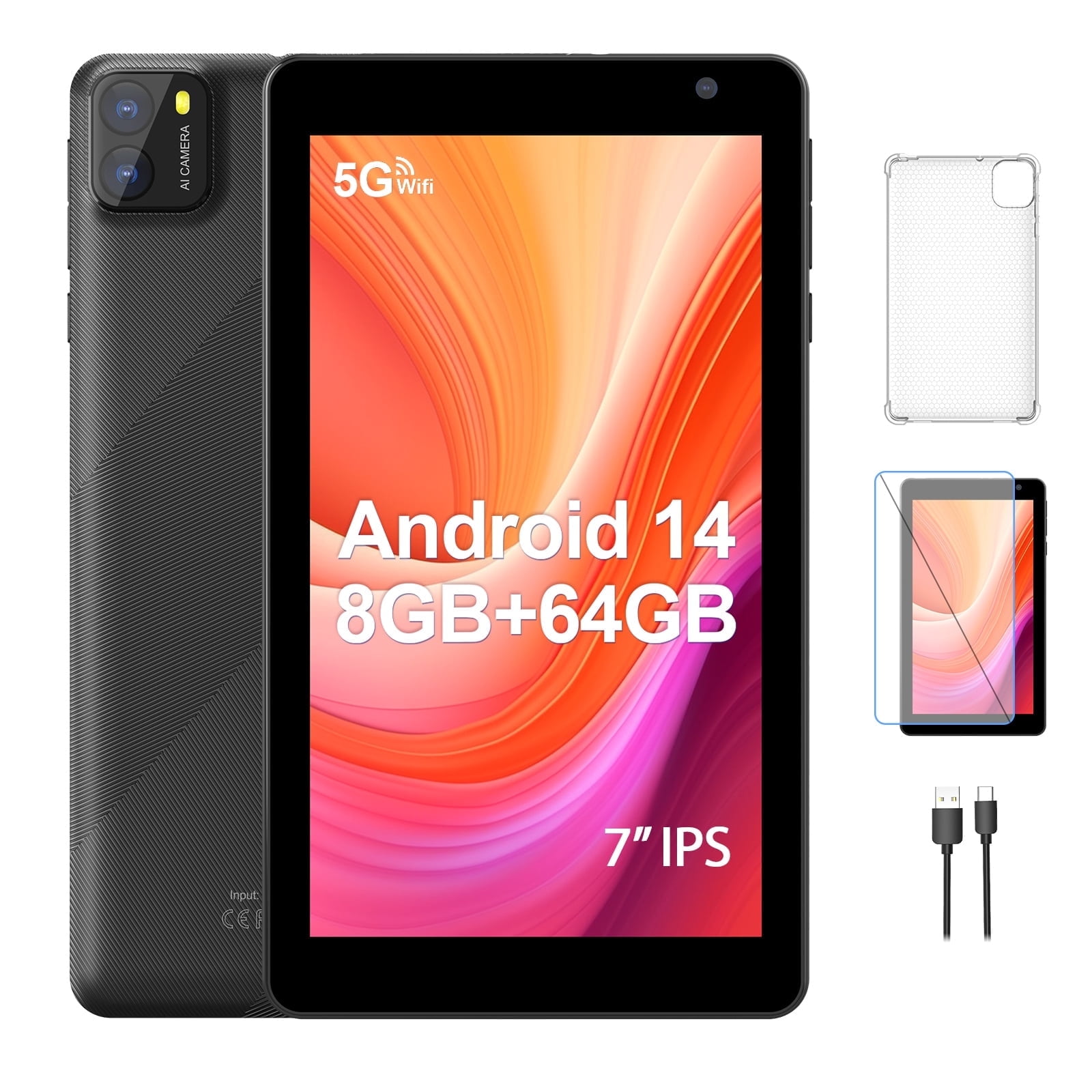 Free Shipping! FITIFUN 7 Inch Android 14 Tablet with 8GB RAM 64GB