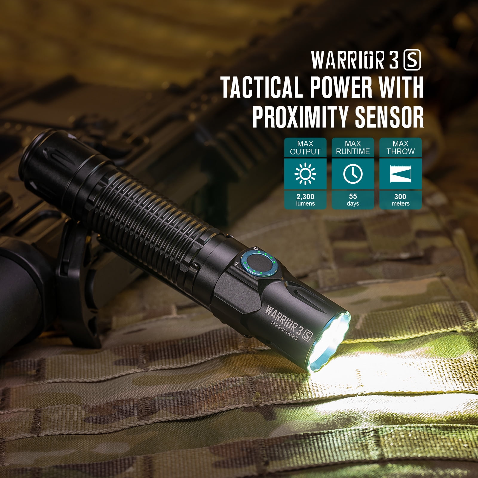 Olight Warrior 3S High Lumen LED Tactical Flashlight, 2300-Lumen