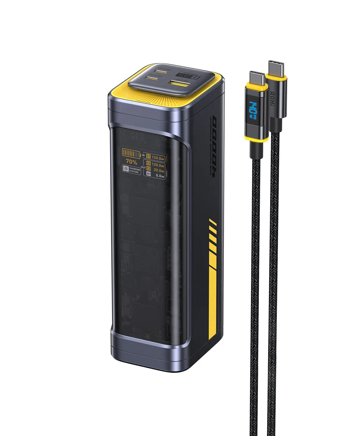 AOHI Starship 40,000mAh Power Bank 140W Charger with 3FT C-C Cable -