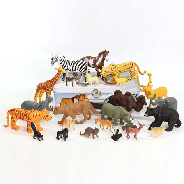 24体セット 動物フィギュア リアル ミニ おもちゃ 子供 収納ケース付き