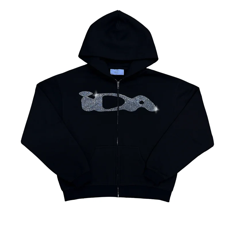 Buy Black IDA Supply Rhinestone Zip-Up Hoodie | IDA