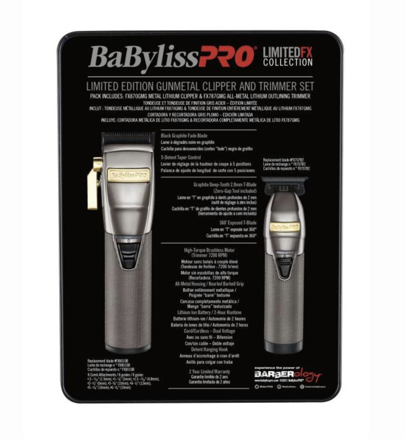 BaBylissPRO LimitedFX Collection Gunmetal Clipper & Trimmer Combo