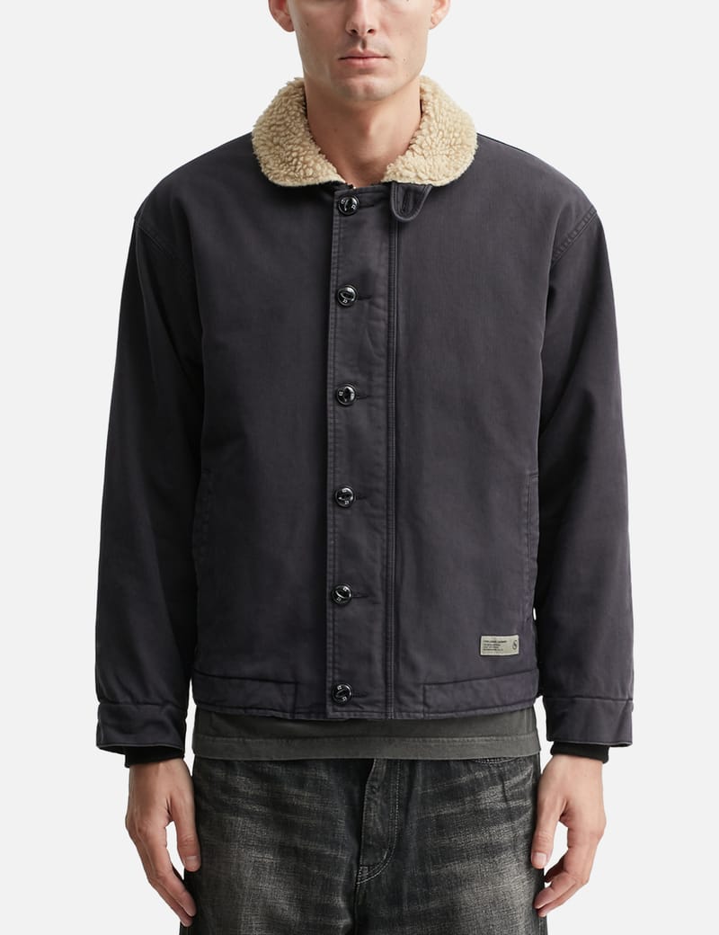 NEIGHBORHOOD N-1 Deck Jacket - 硫化染めジャーマンコードとボア襟