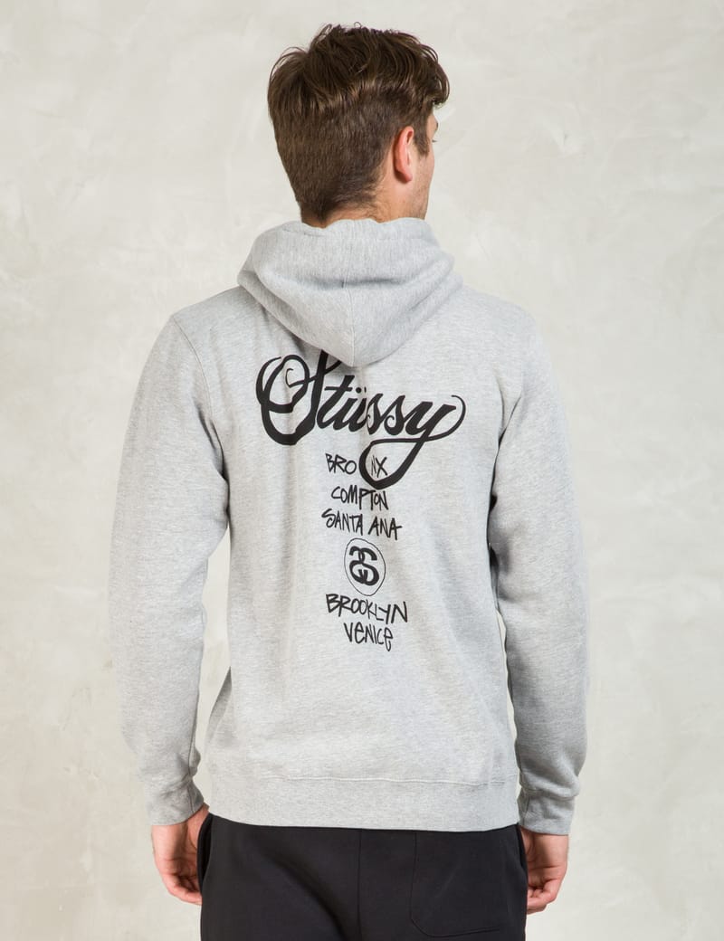Stüssy - Grey World Tour Zip Hoodie | HBX