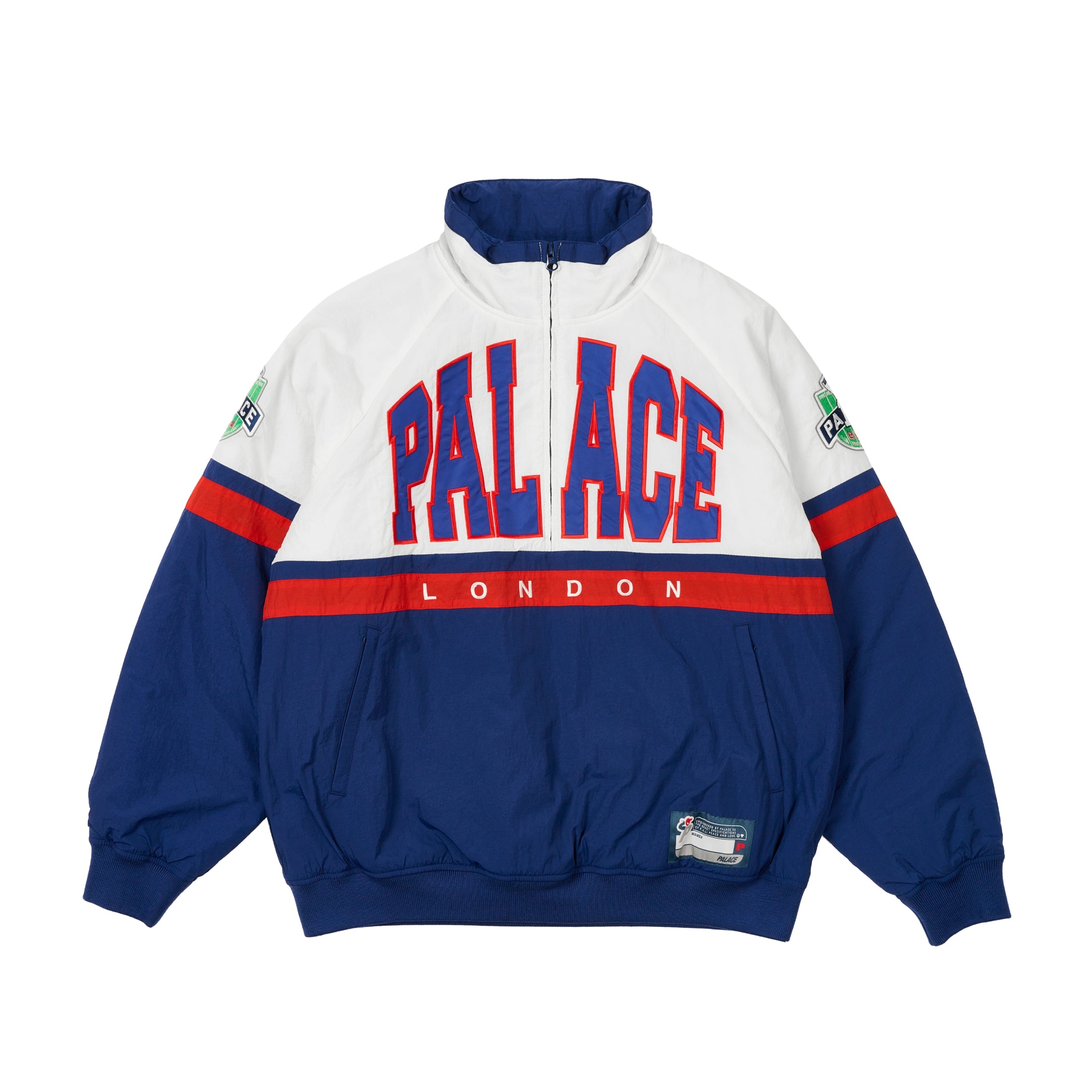 PALACE BREAKOUT HALF ZIP BOMBER WHITE / NAVY | REVERSIBLE