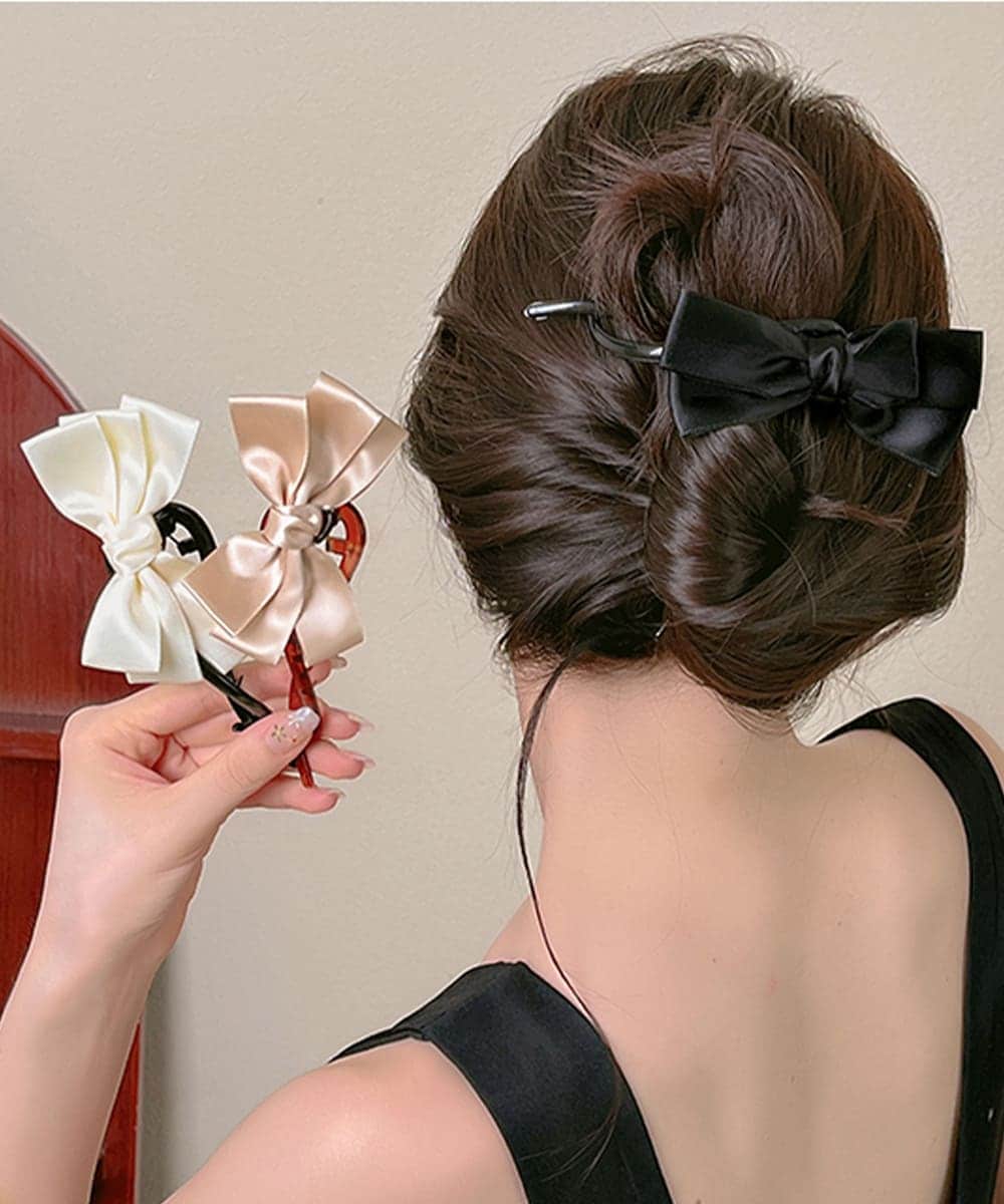バナナクリップ リボン ヘアクリップ 黒 | ミニミニストア