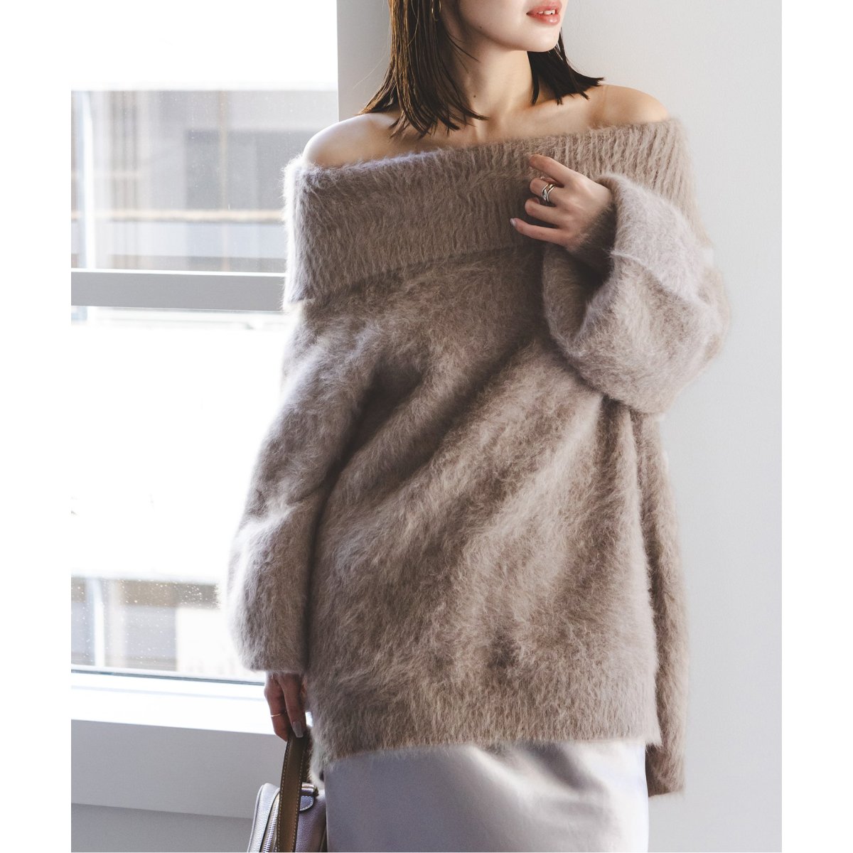 NOBLE×L'AUBE BLANC】FOX/カシミヤオフショルダーニット | ノーブル