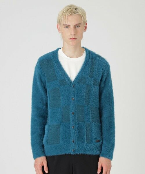 セール】 シャドーチェックシャギーニットカーディガン （ニット