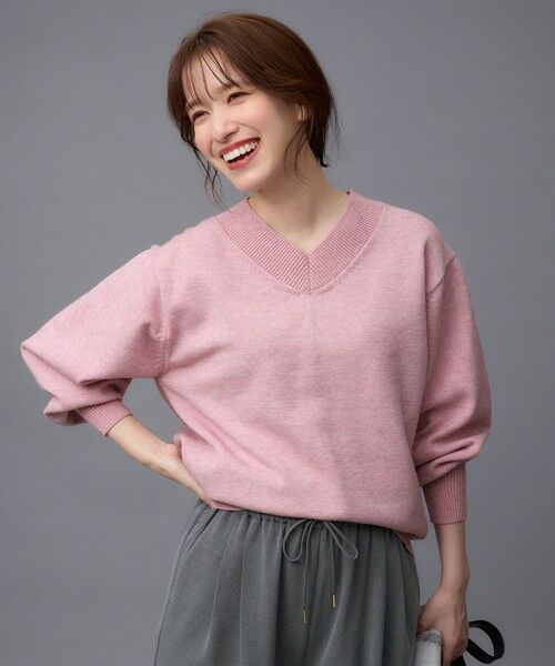 セール】 ボリュームスリーブVネックニット （ニット・セーター