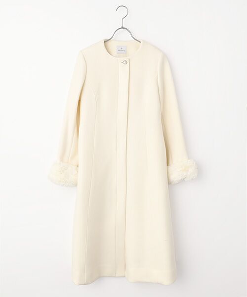 袖ファー ノーカラーロングコート （その他アウター）｜Dear Princess