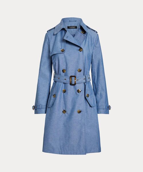 ダブルブレステッド シャンブレー トレンチ コート （トレンチコート