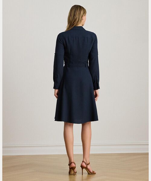 ダブルフェイスド ジョーゼット シャツドレス （ミニ丈・ひざ丈