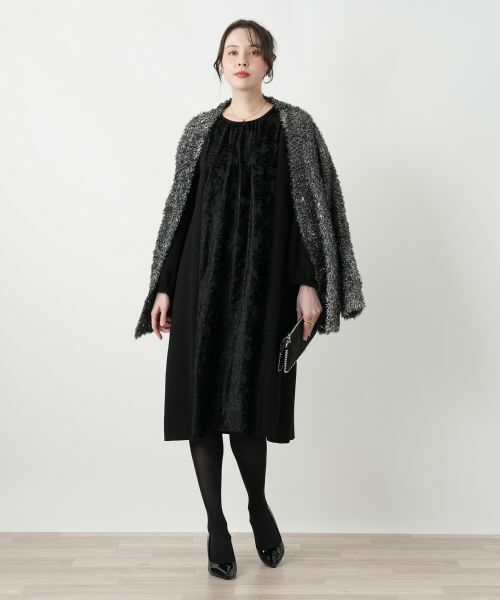 セール】 【店舗人気】異素材切り替えワンピース【セレモニー