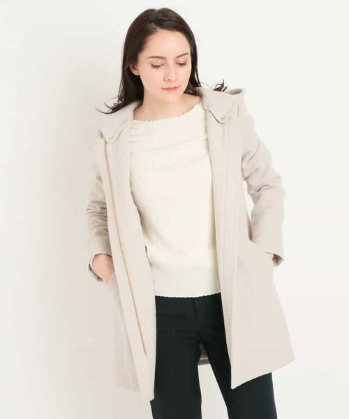 セール】 【2way】フード取り外しノーカラーウールコート （その他