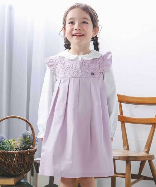 セール】 ツイル千鳥チェック袖フリルジャンパースカート(80~130cm