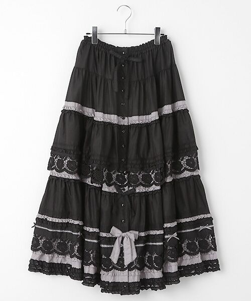 セール】 ローズレース使いスカート （ロング・マキシ丈スカート