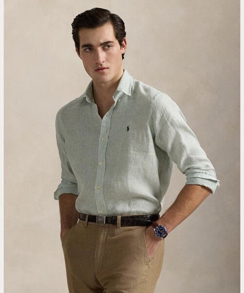 クラシック フィット ストライプド リネン シャツ （シャツ・ブラウス