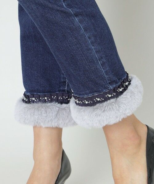 セール】 【L】フェイクファー ストレッチデニムパンツ （その他パンツ