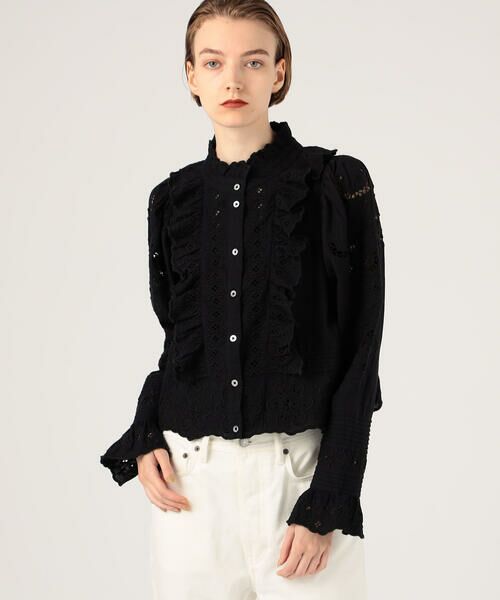 SEA NEW YORK スモッキング 刺繍 フリル レース ブラウス sea new york