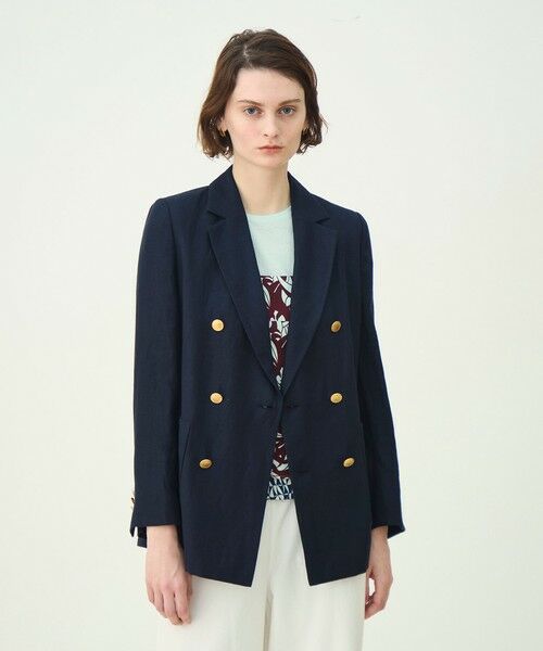 リネンレーヨンツイル ダブルブレストブレザー （テーラードジャケット