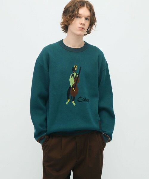 CABaN コットンカシミヤジャカード JAZZ WOODBASE クルーネックプル