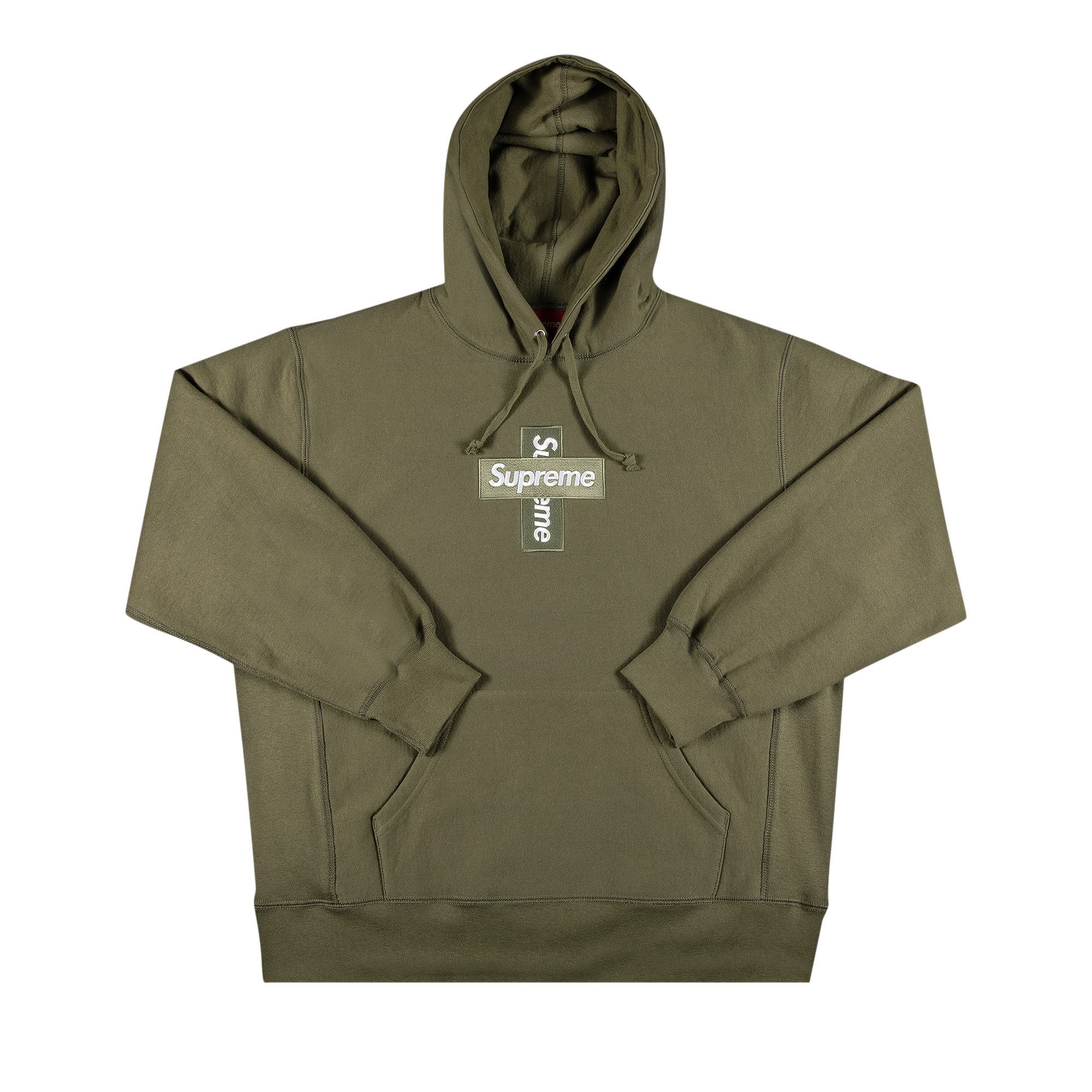Buy Supreme Cross Box Logo Hooded Sweatshirt 'Light Olive