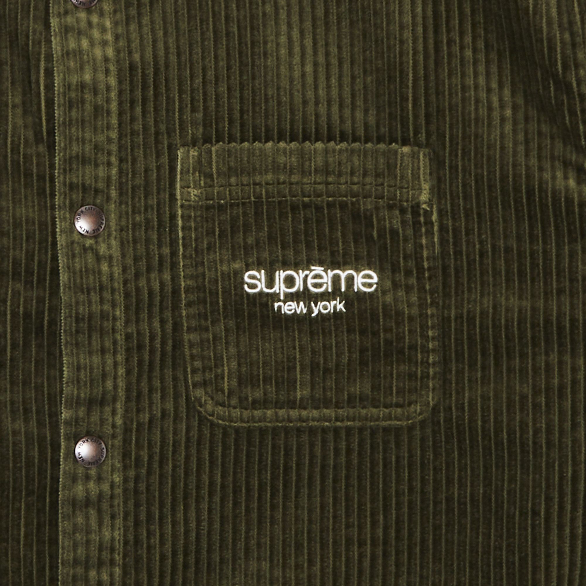 Buy Supreme Wide Wale Corduroy Snap Shirt 'Olive' - FW24S41 OLIVE