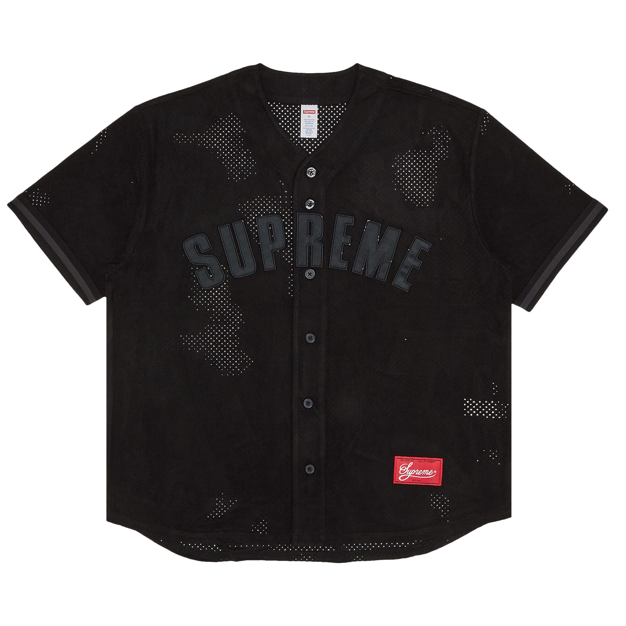 Buy Supreme Ultrasuede Mesh Baseball Jersey 'Black' - SS24KN22