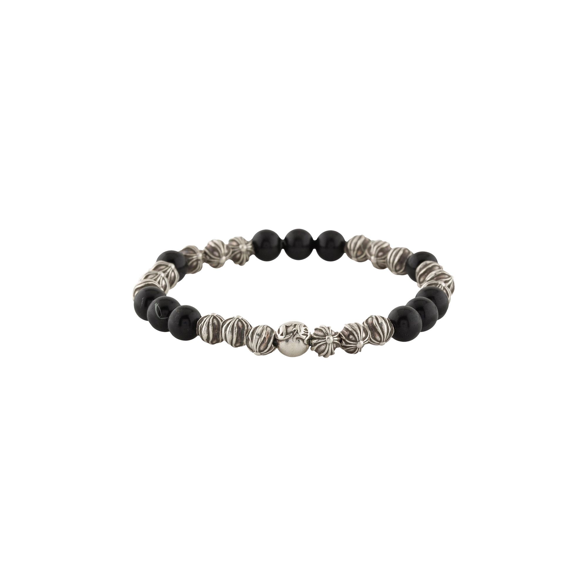 Buy Chrome Hearts Onyx And Celtic Cross Bead Bracelet 'Silver