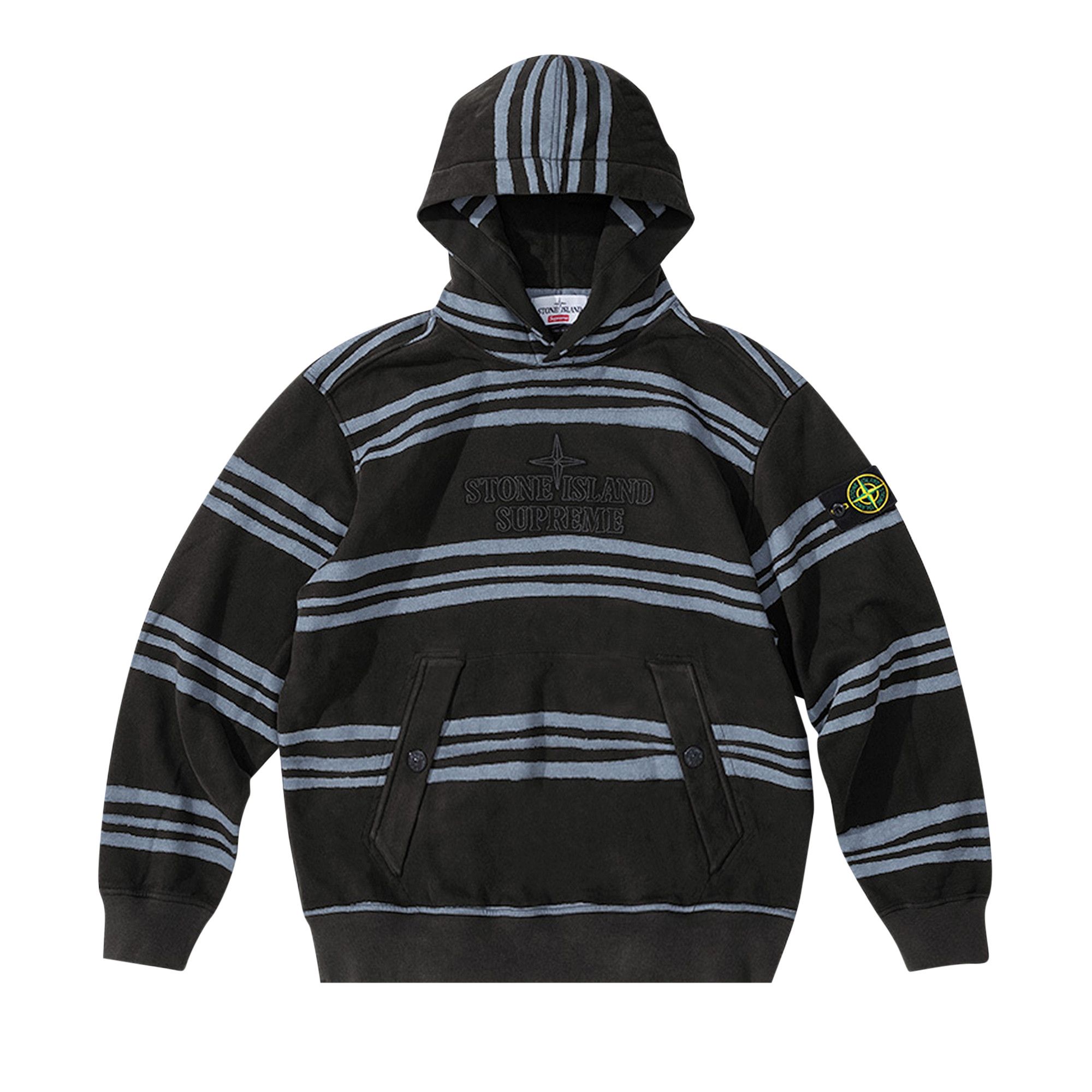 Buy Supreme x Stone Island Warp Stripe Hooded Sweatshirt 'Black