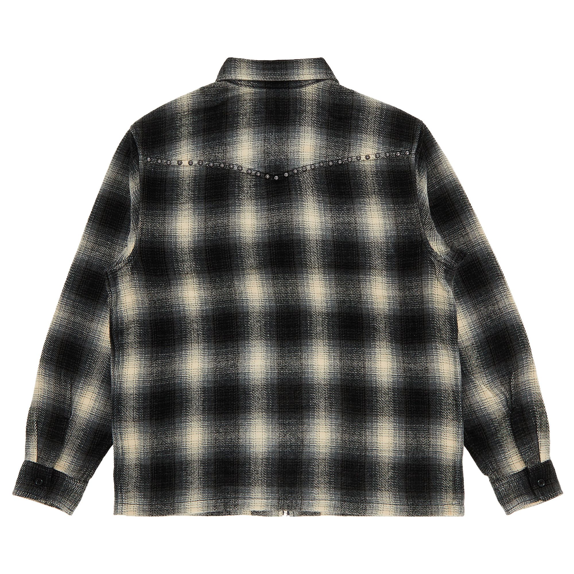 Buy Supreme Studded Shadow Plaid Zip Up Shirt 'Black' - FW25S7