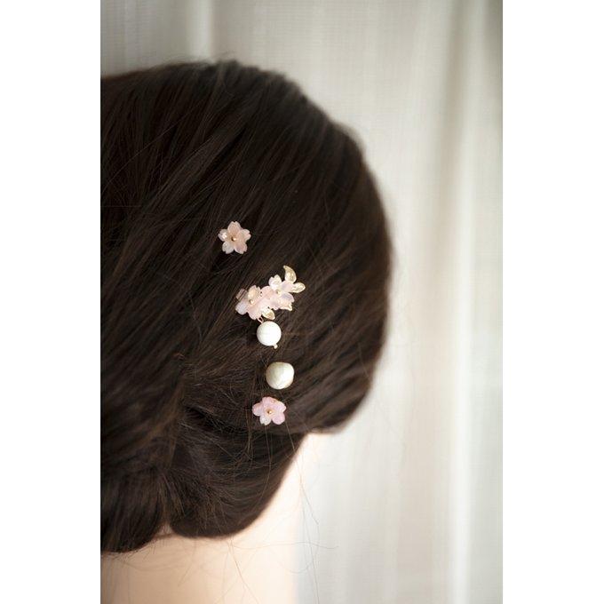 色が変わる 一粒桜 枝付き桜とパール 4点セット ヘアピン ヘア