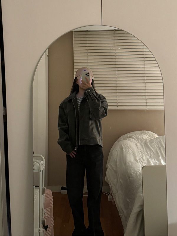 MUSINSA | GLOWNY FADE LEATHER JACKET - REGULAR (BLACK)