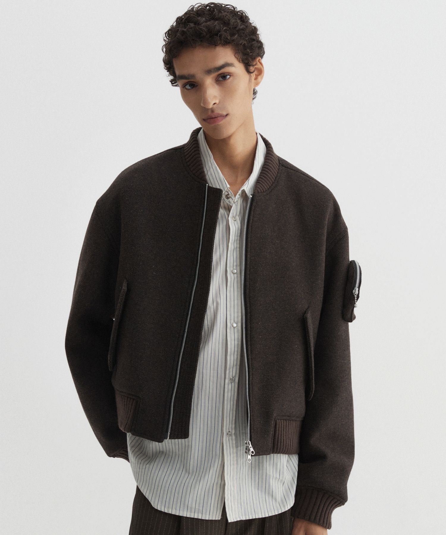 MUSINSA公式 | DNSR ポケットウールヘリンボーンMA-1ブラウン