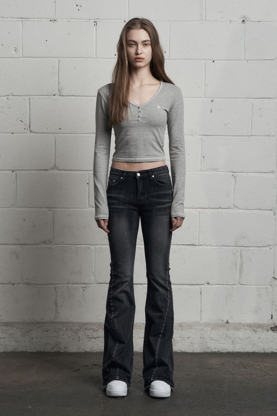 MUSINSA | SYNERJYN SLUB CAT WASHING DENIM PANTS BLACK