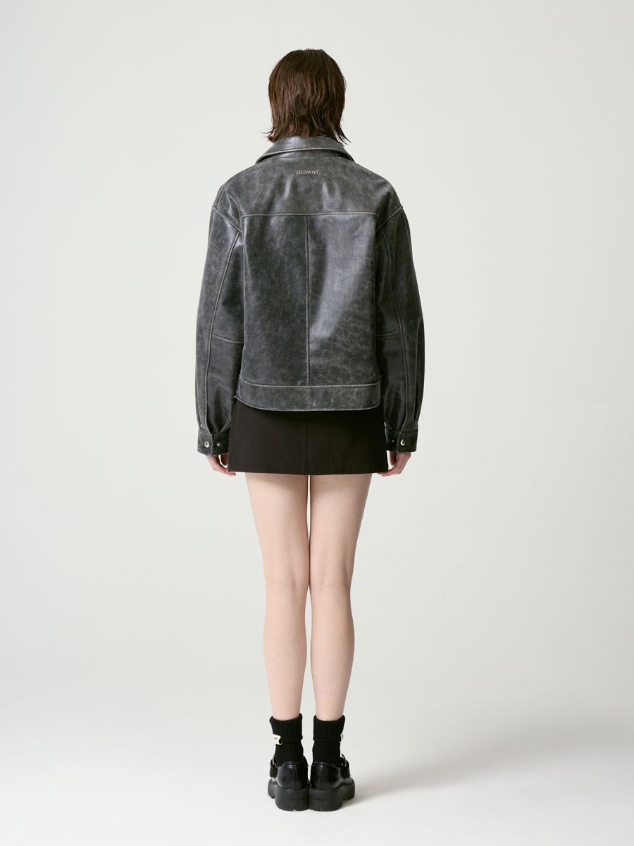 MUSINSA | GLOWNY FADE LEATHER JACKET - REGULAR (BLACK)