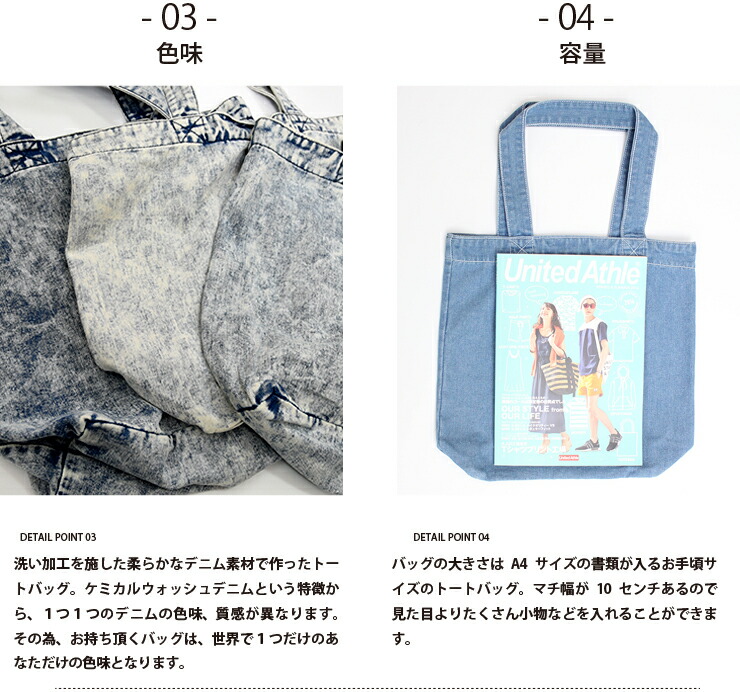 デニムバッグ ウォッシュ デニム トートバッグ サーフバッグ 無地