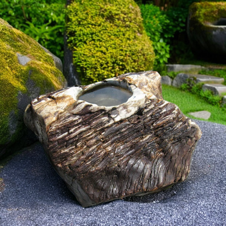 木化石 蹲 057 ツクバイ 手水鉢 一点物 水鉢 銘石 珪化木 販売 幅66cm