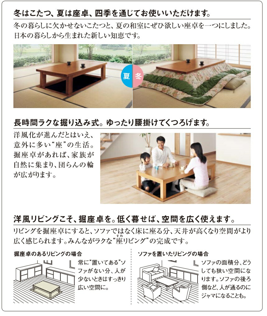 楽天市場】☆堀座卓 スタンダードシリーズ 【XMHBP33S□】 3尺×3尺
