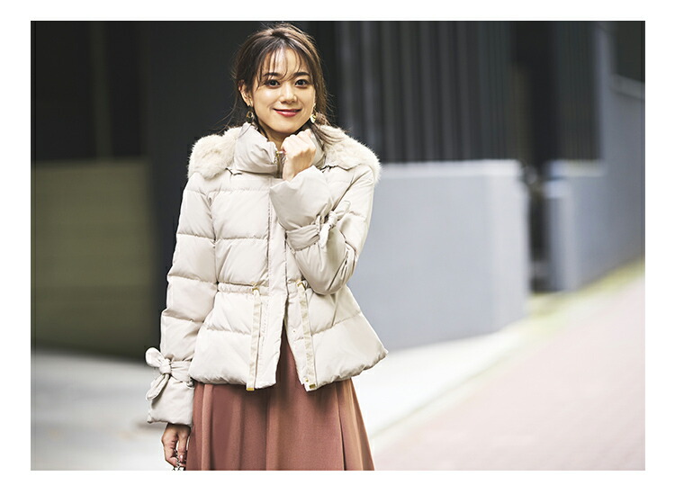 ラビットファーフードショートダウンジャケット「D788」-RUIRUE BOUTIQUE