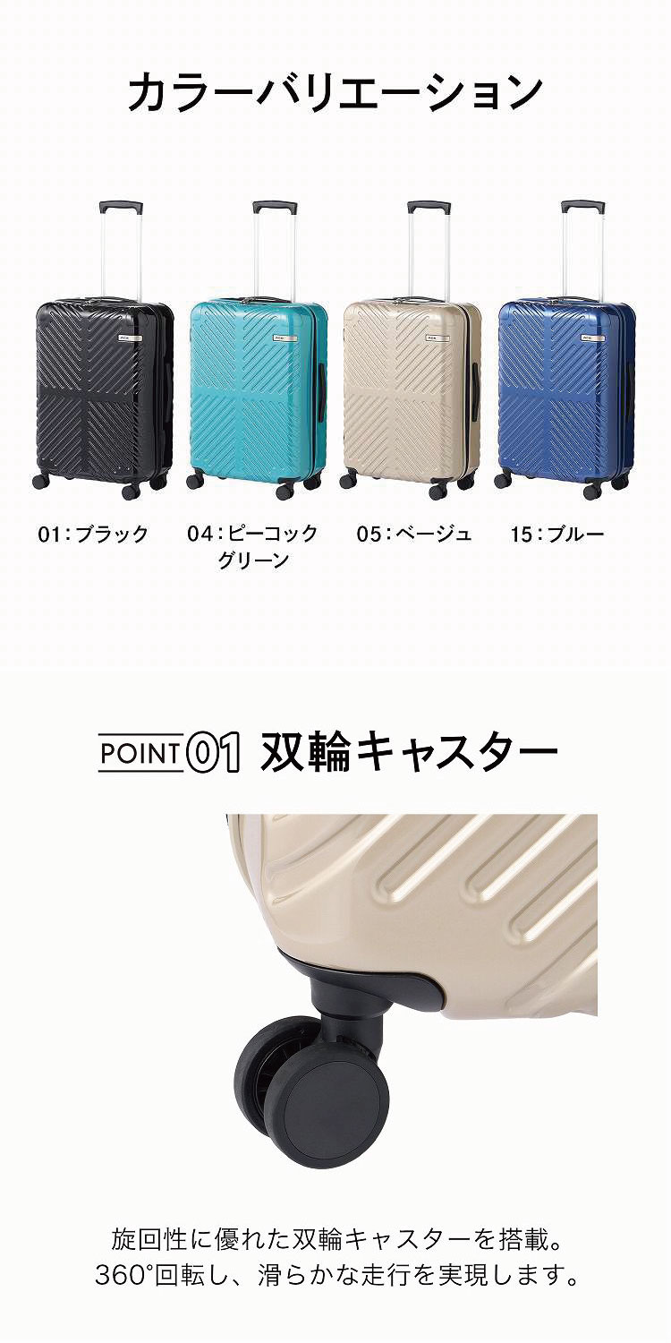 楽天市場】【エース公式】 スーツケース ACE ラディアル Mサイズ