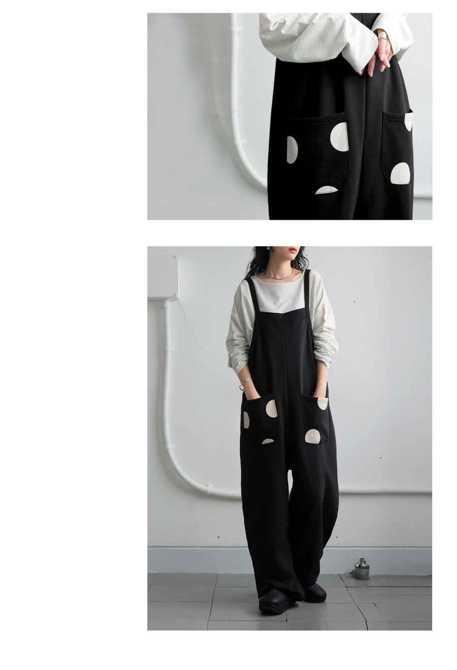 2wayドットポケットサロペット サロペット レディース 送料無料・再