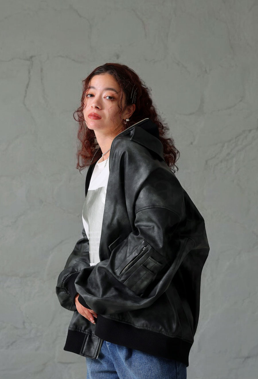 フェイクレザージャケット ジャケット レディース 送料無料・メール便