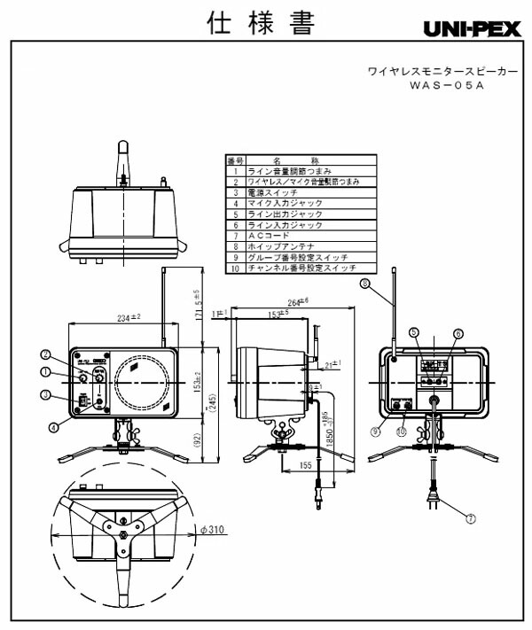 楽天市場】UNI-PEX ワイヤレスモニタースピーカー WAS-05A (メーカー
