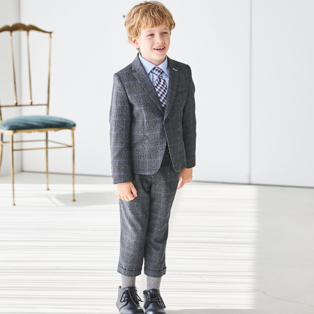 グレーチェッククロップドスーツ 110 120 130cm (8471-5400) CHOPIN