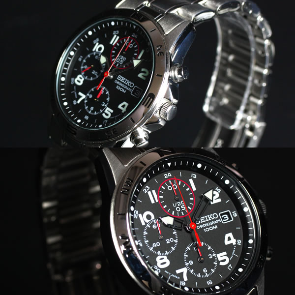 セイコー逆輸入 クロノグラフ ブラック SEIKO 腕時計 メンズ SND375